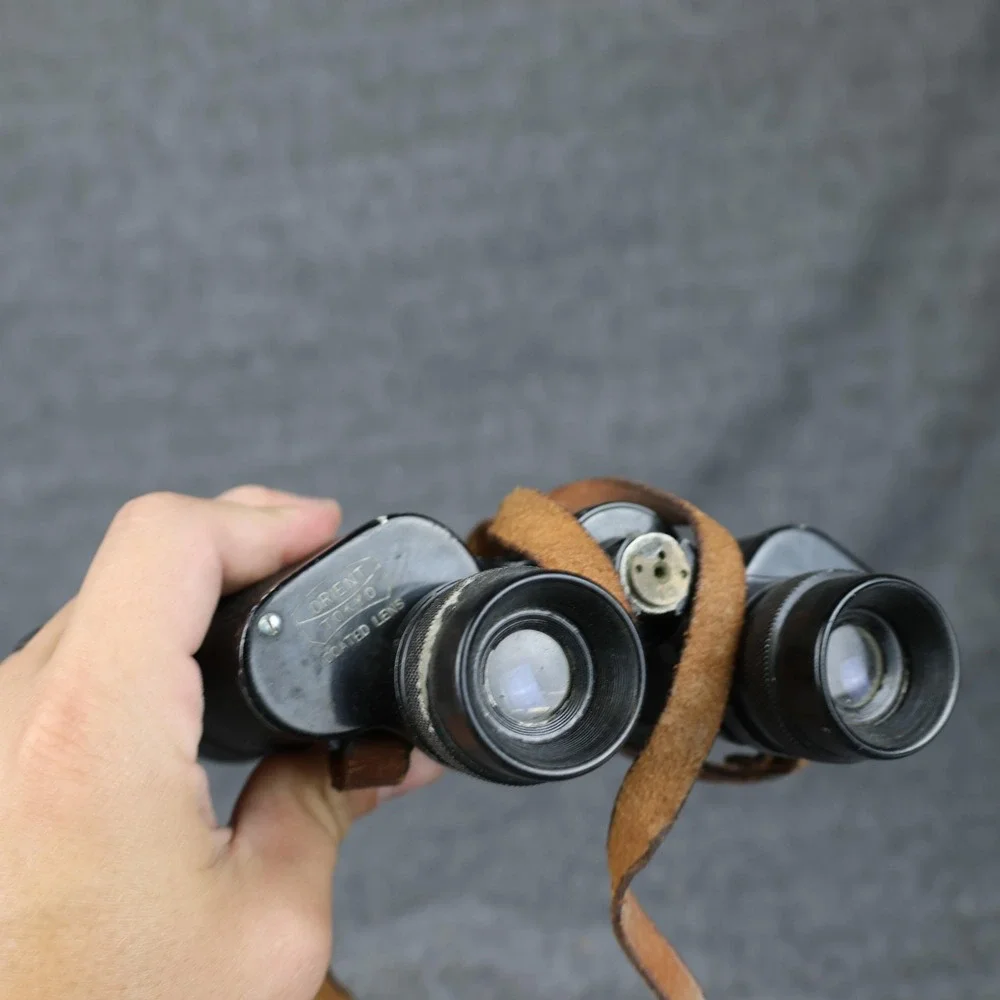 Vintage Orient 7x35 Binoculars Central Focusing Coated Lens Black Tokyo Japan